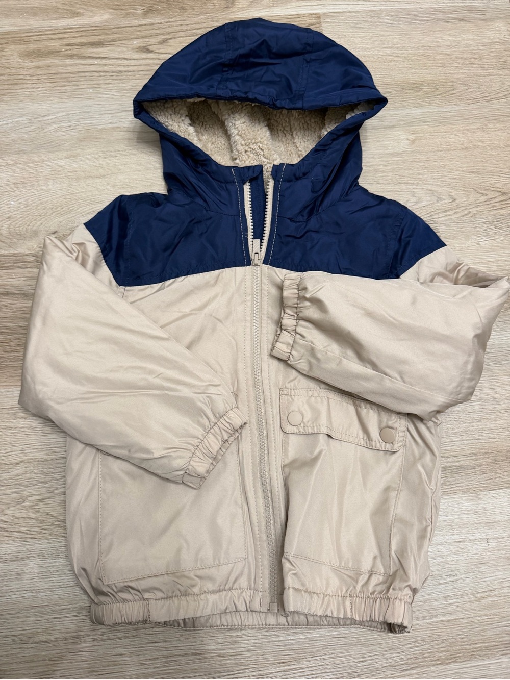 Carter’s Kids Two-Tone Hooded Winter Jacket - Navy & Beige